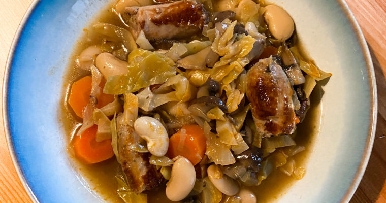 Sausage, Chorizo & Sweetheart Cabbage Stew